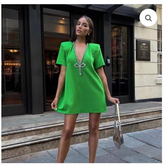 Rumored Green Mini Dress - Picture 1 of 7